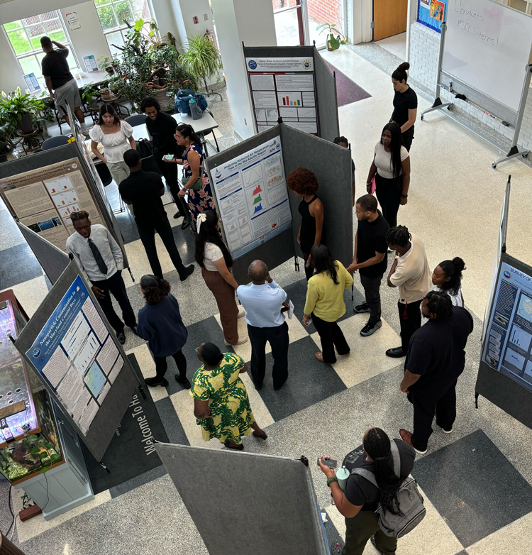 Group of professionals networking at an event.