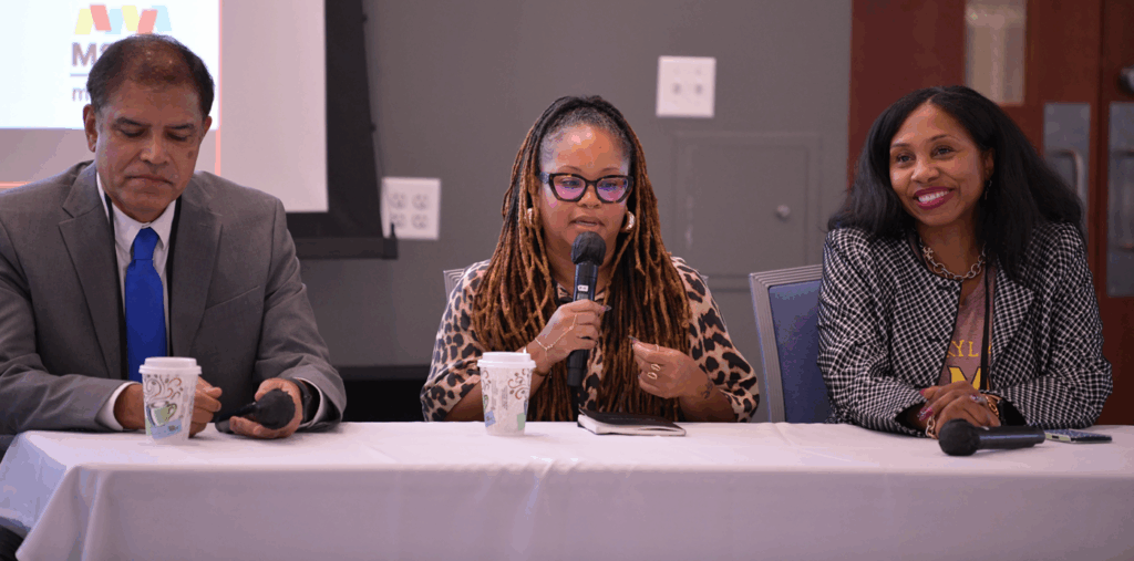 Institutional Roadmap Lab Panel speaking at an event.